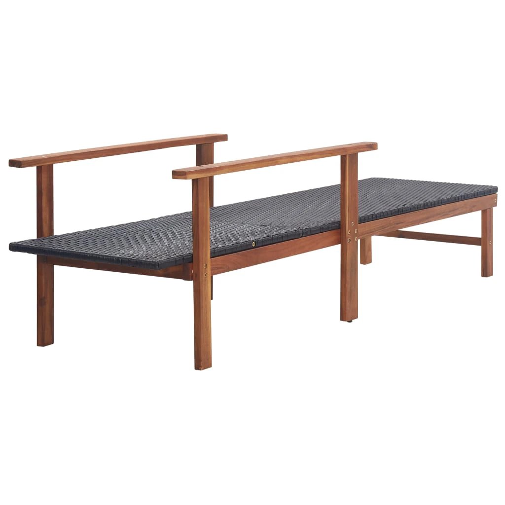 vidaXL vidaXL Sun Lounger Poly Rattan and Solid Acacia Wood Grey - Sun Lounger