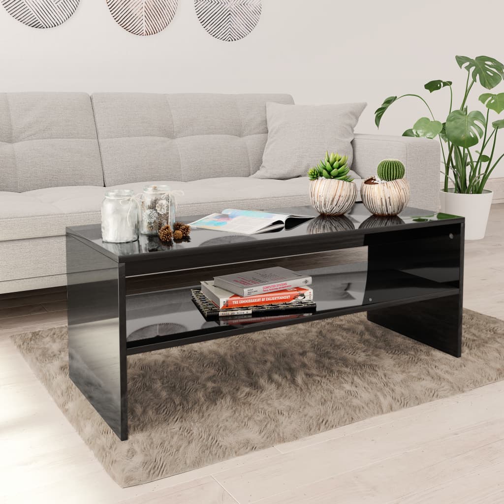 VidaXL Coffee Table 100x40x40 cm Smoked Oak Engineered Wood With Open Shelf Living Room by vidaXL