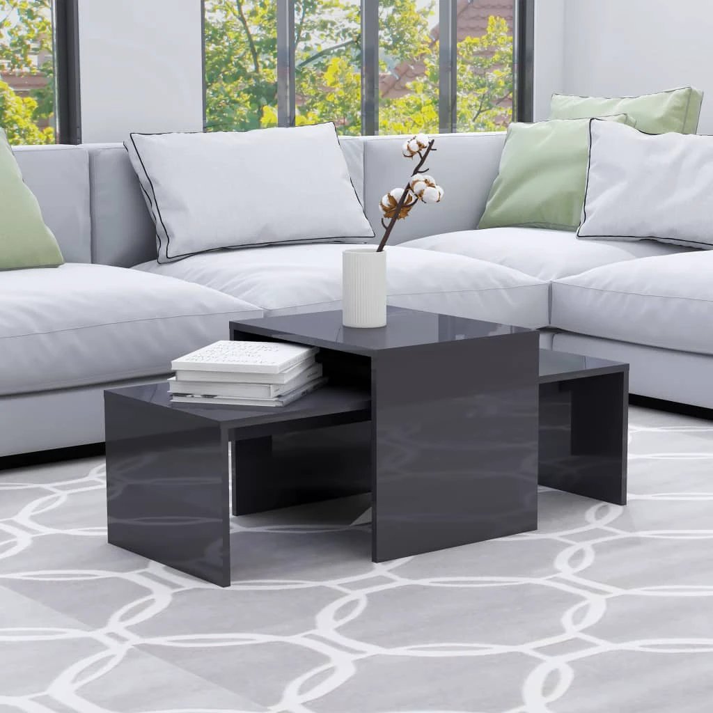 vidaXL vidaXL Coffee Table Set Smoked Oak 100x48x40 cm Engineered Wood Modern Living Room Decor - Coffee Table