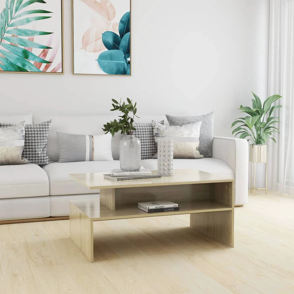 vidaXL Coffee Table 90x60x42.5 cm Smoked Oak Engineered Wood For Modern Living Room Decor by vidaXL