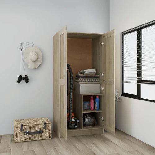 vidaXL Engineered Wood Wardrobe 82.5x51.5x180 cm Smoked Oak Finish with Ample Storage for Home Organization by vidaXL