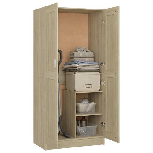 vidaXL Engineered Wood Wardrobe 82.5x51.5x180 cm Smoked Oak Finish with Ample Storage for Home Organization by vidaXL