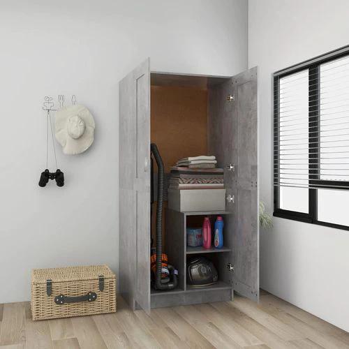 vidaXL Engineered Wood Wardrobe 82.5x51.5x180 cm Smoked Oak Finish with Ample Storage for Home Organization by vidaXL