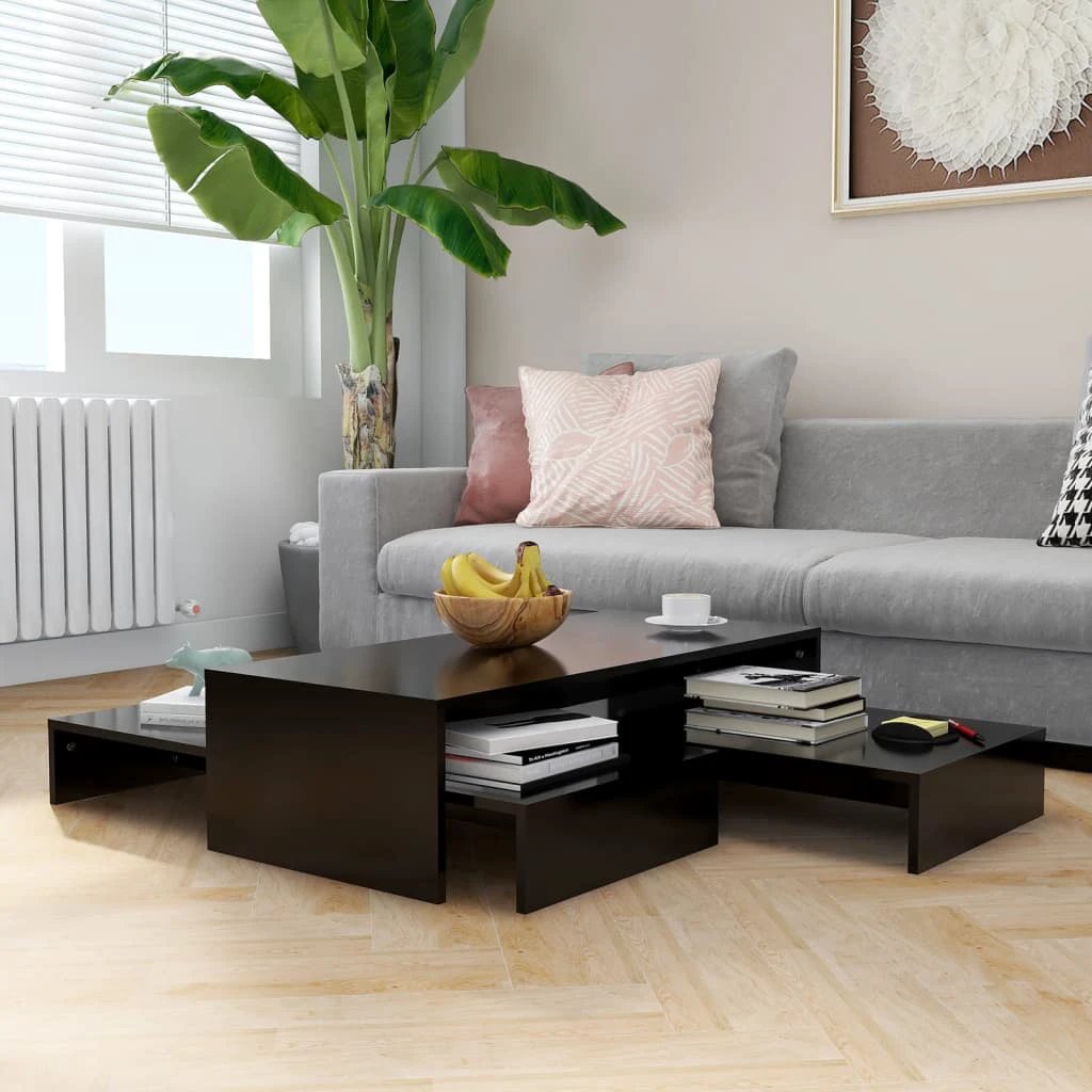 vidaXL Nesting Coffee Table Set 100x100x26.5 cm White Engineered Wood Durable Wide Tabletops For Living Room by vidaXL