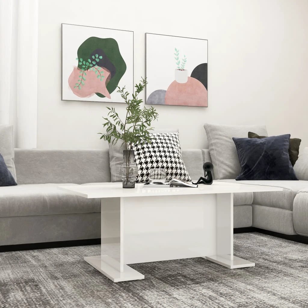 vidaXL VidaXL Coffee Table 103.5x60x40 cm Engineered Wood Durable White Finish For Living Room - Coffee Table