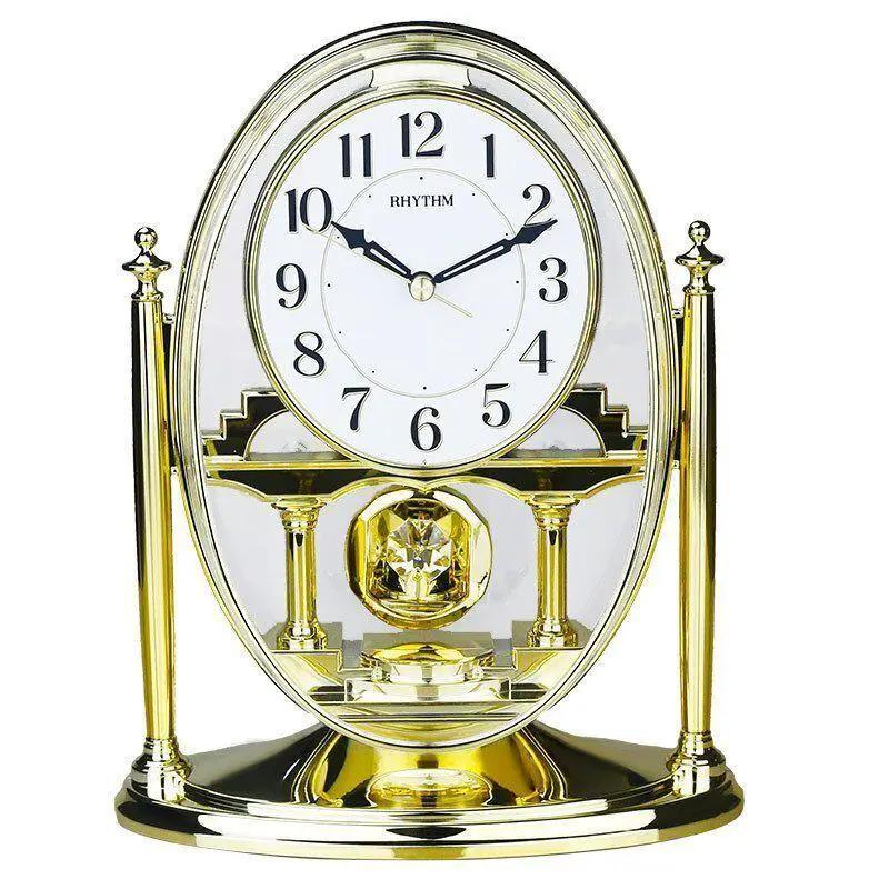 Rhythm Rhythm Mantel Clock with Pendulum & Acrylic Decoration Gold - Clock