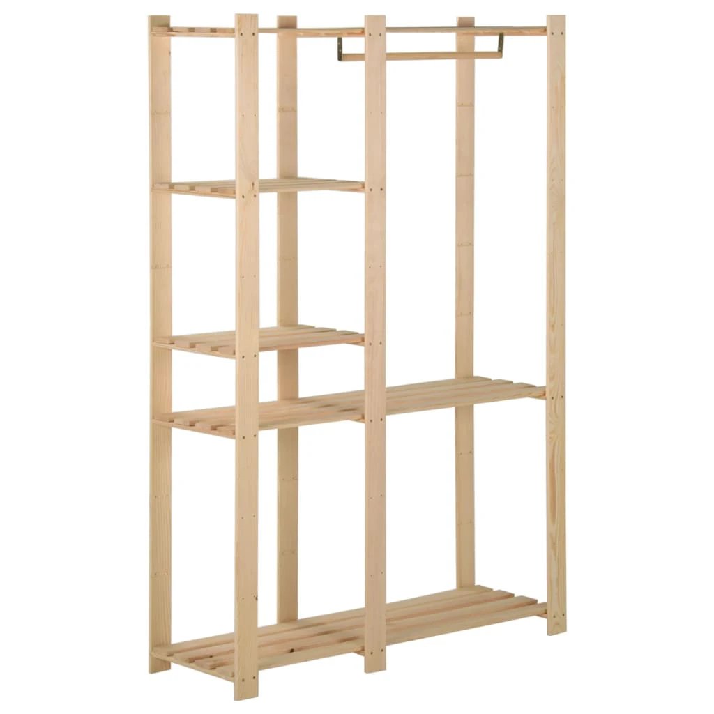 Solid Pinewood Clothes Rack 110x38x170 cm Five Shelves For Bedroom And Cloakroom by vidaXL