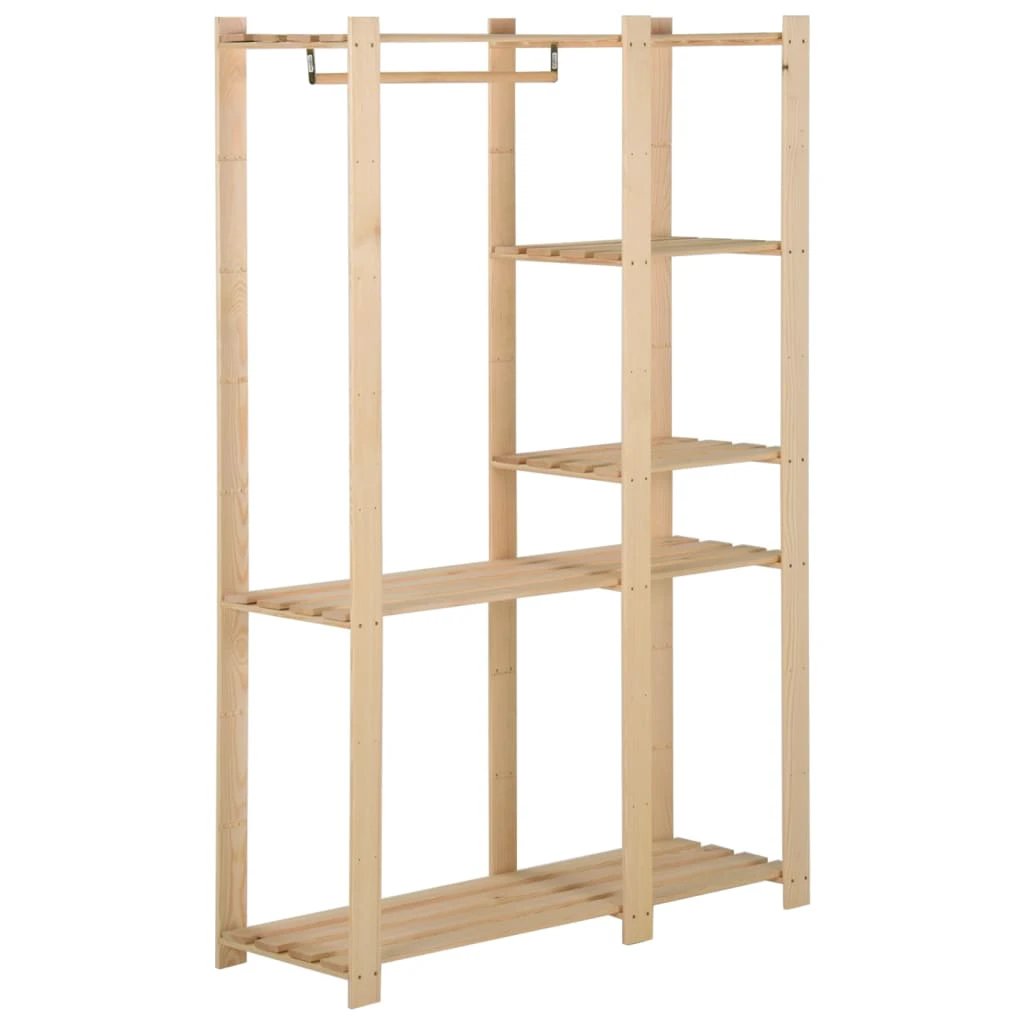 Solid Pinewood Clothes Rack 110x38x170 cm Five Shelves For Bedroom And Cloakroom by vidaXL
