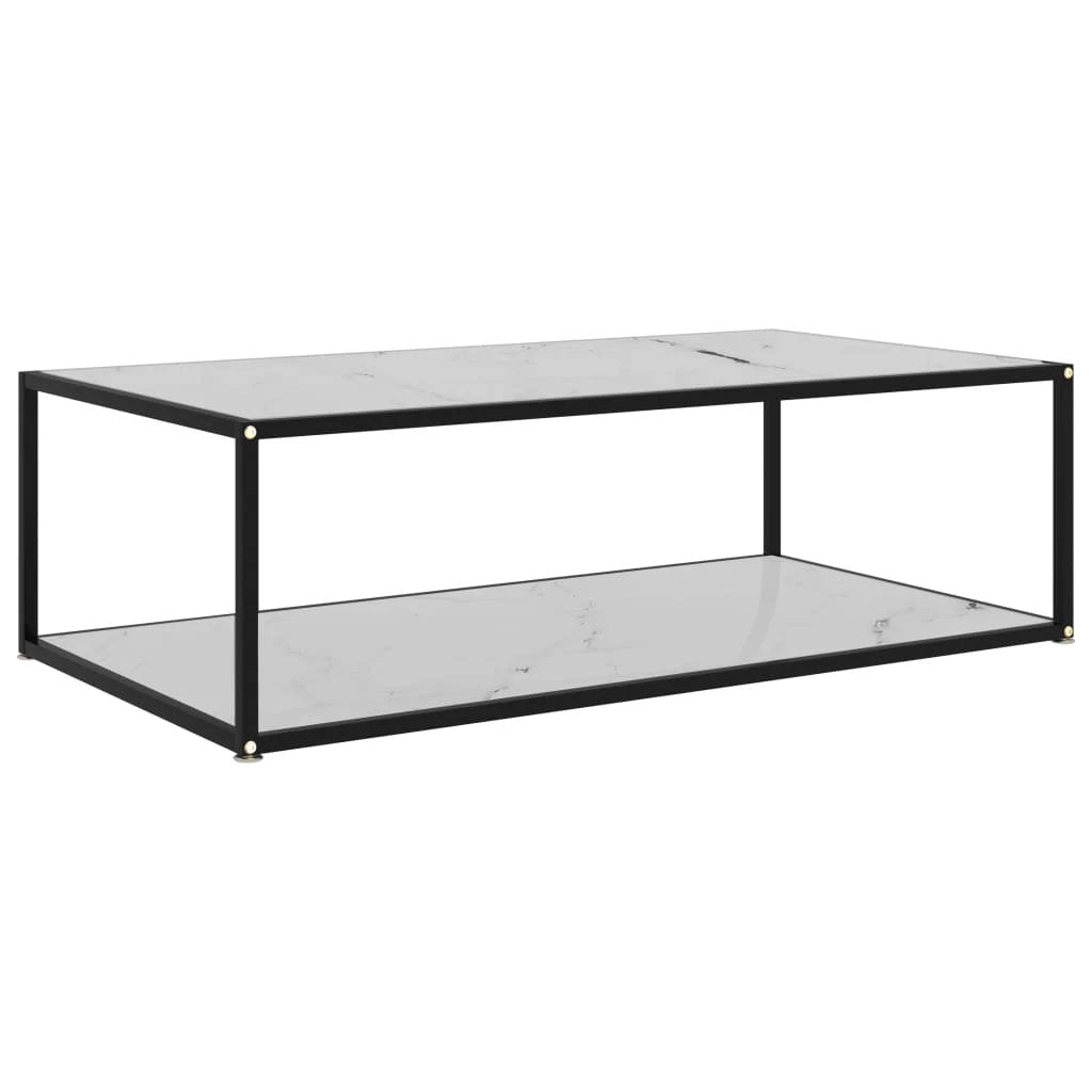 VidaXL Coffee Table 60x60x35 cm Tempered Glass Two Layer Design With Powder Coated Steel Frame For Living Room by vidaXL