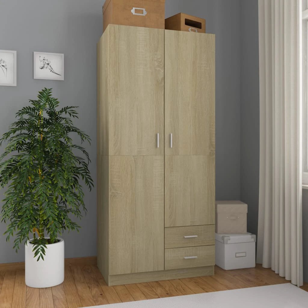 Sonoma Oak Wardrobe 80x52x180 Engineered Wood Bedroom by vidaXL