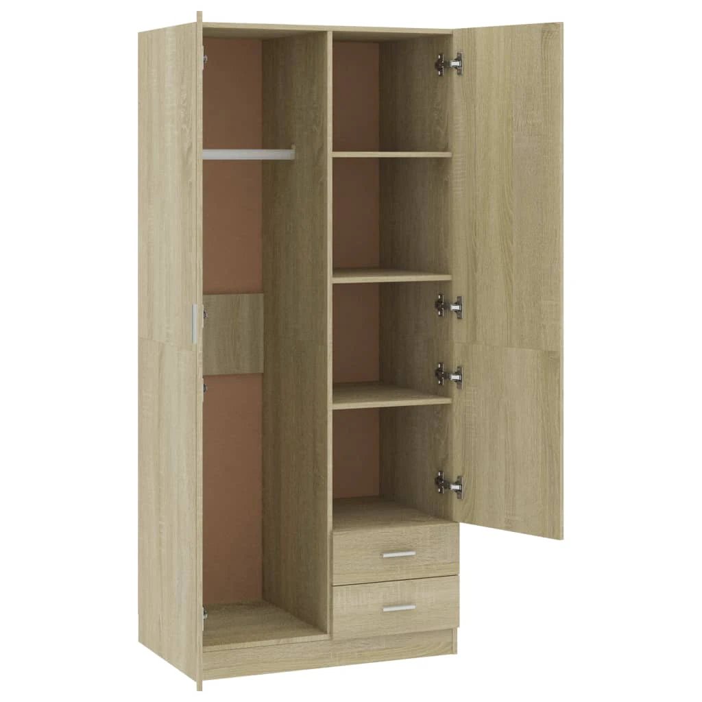 Sonoma Oak Wardrobe 80x52x180 Engineered Wood Bedroom by vidaXL