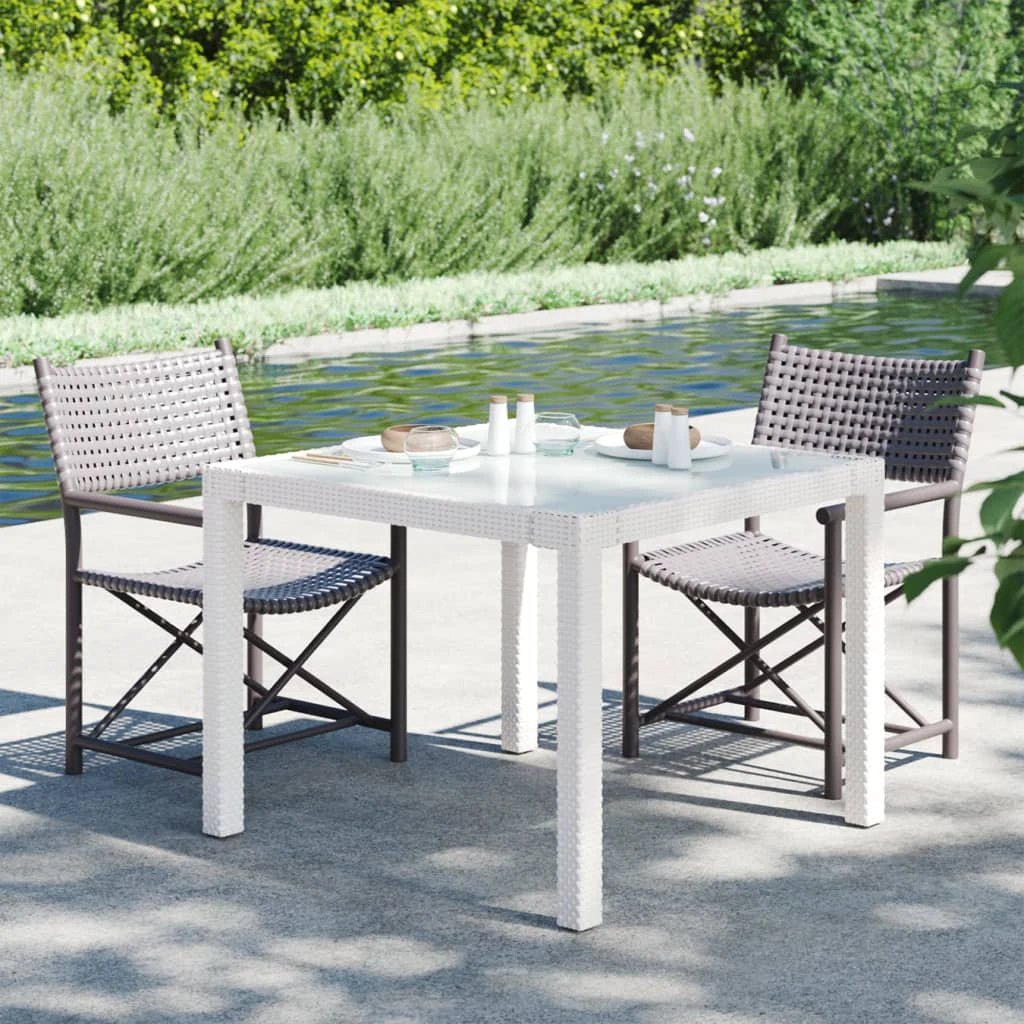 vidaXL Garden Table 90x90x75 cm Tempered Glass and Poly Rattan Brown by vidaXL