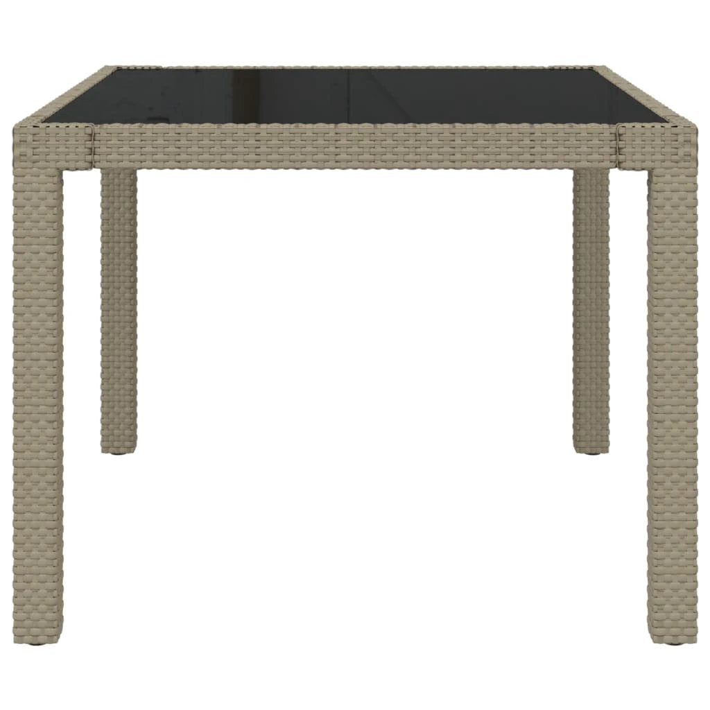 vidaXL vidaXL Garden Table 90x90x75 cm Tempered Glass and Poly Rattan Brown - Garden Table