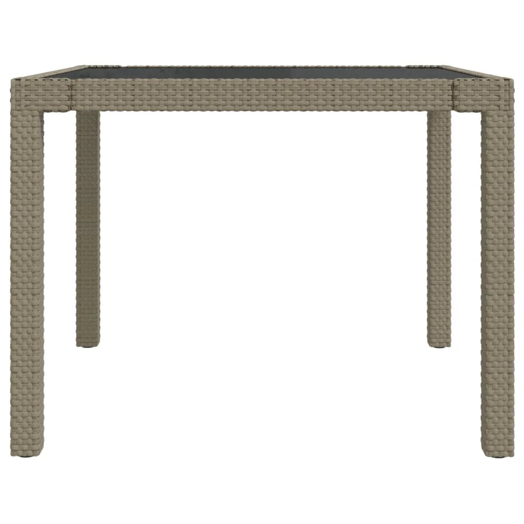 vidaXL vidaXL Garden Table 90x90x75 cm Tempered Glass and Poly Rattan Brown - Garden Table