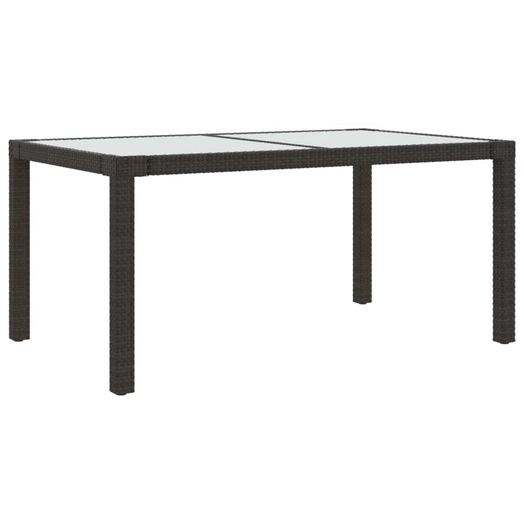 vidaXL vidaXL Garden Table 90x90x75 cm Tempered Glass and Poly Rattan Brown - Garden Table