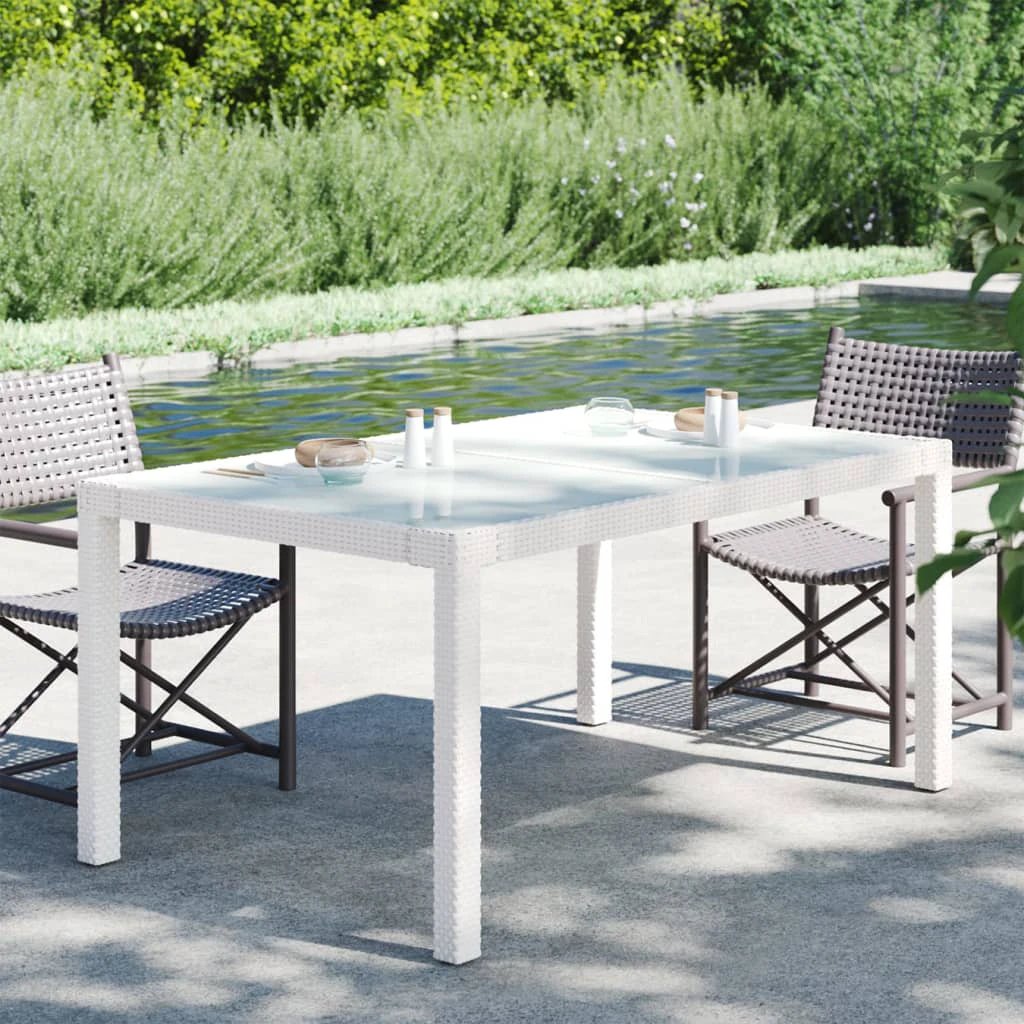 vidaXL vidaXL Garden Table 90x90x75 cm Tempered Glass and Poly Rattan Brown - Garden Table