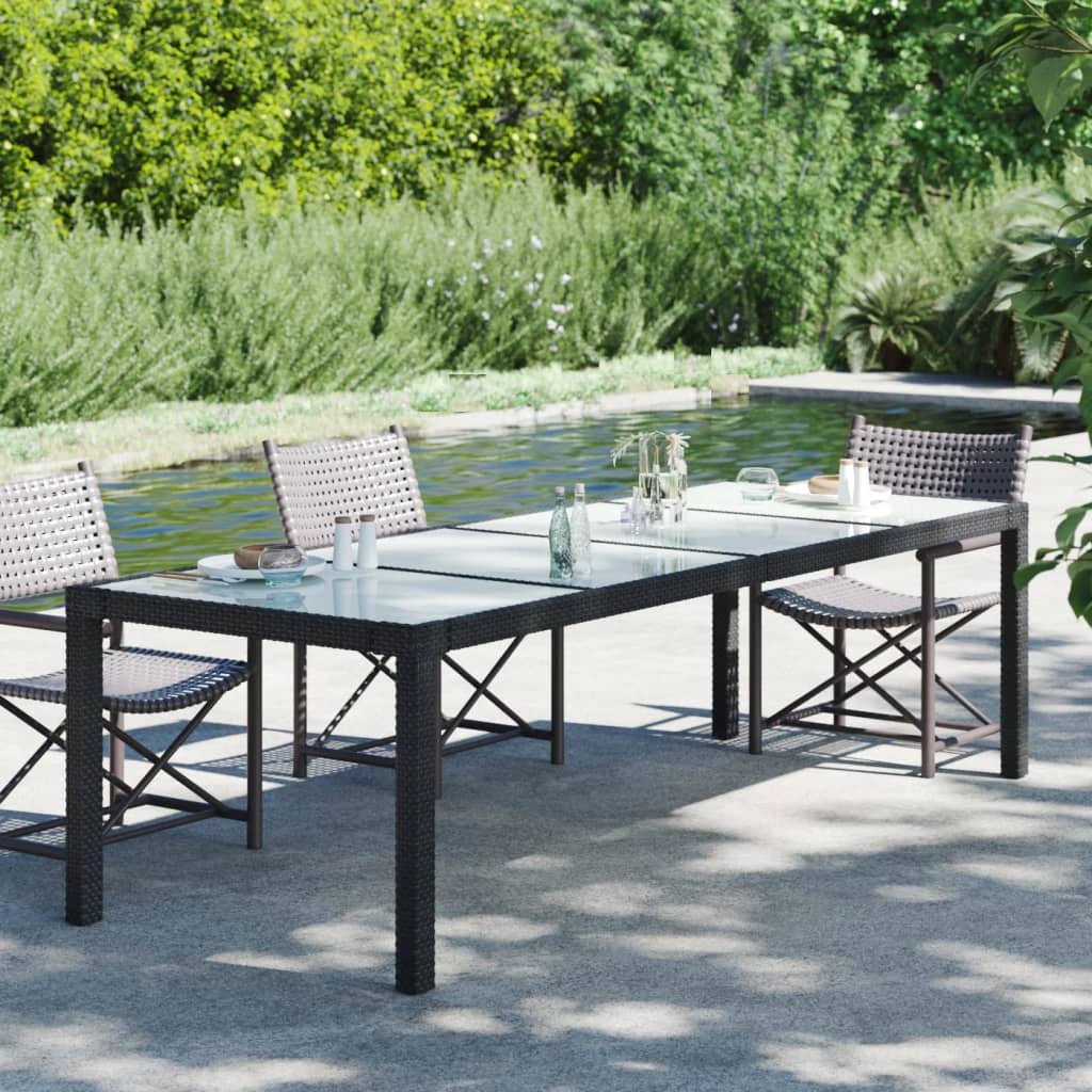 vidaXL Garden Table White 250x100x75 cm Poly Rattan and Tempered Glass by vidaXL