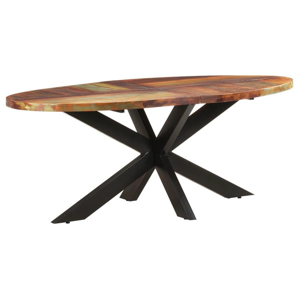VidaXL Dining Table 160x90x75 cm Rough Mango Wood Powder Coated Steel Base for Family Dining by vidaXL