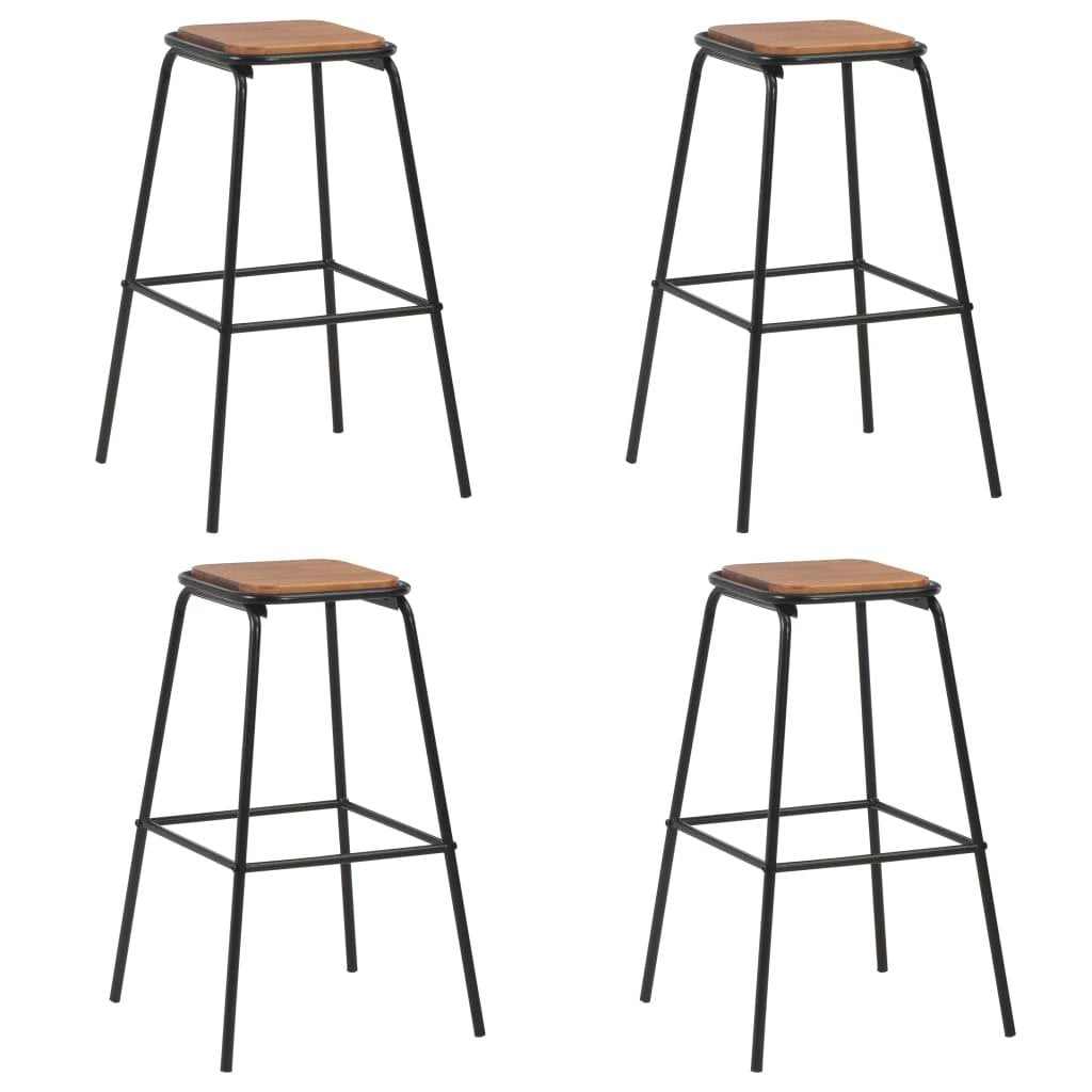 vidaXL VidaXL Bar Stools 4 Pcs Black Pinewood Seats For Kitchen - Bar Stool