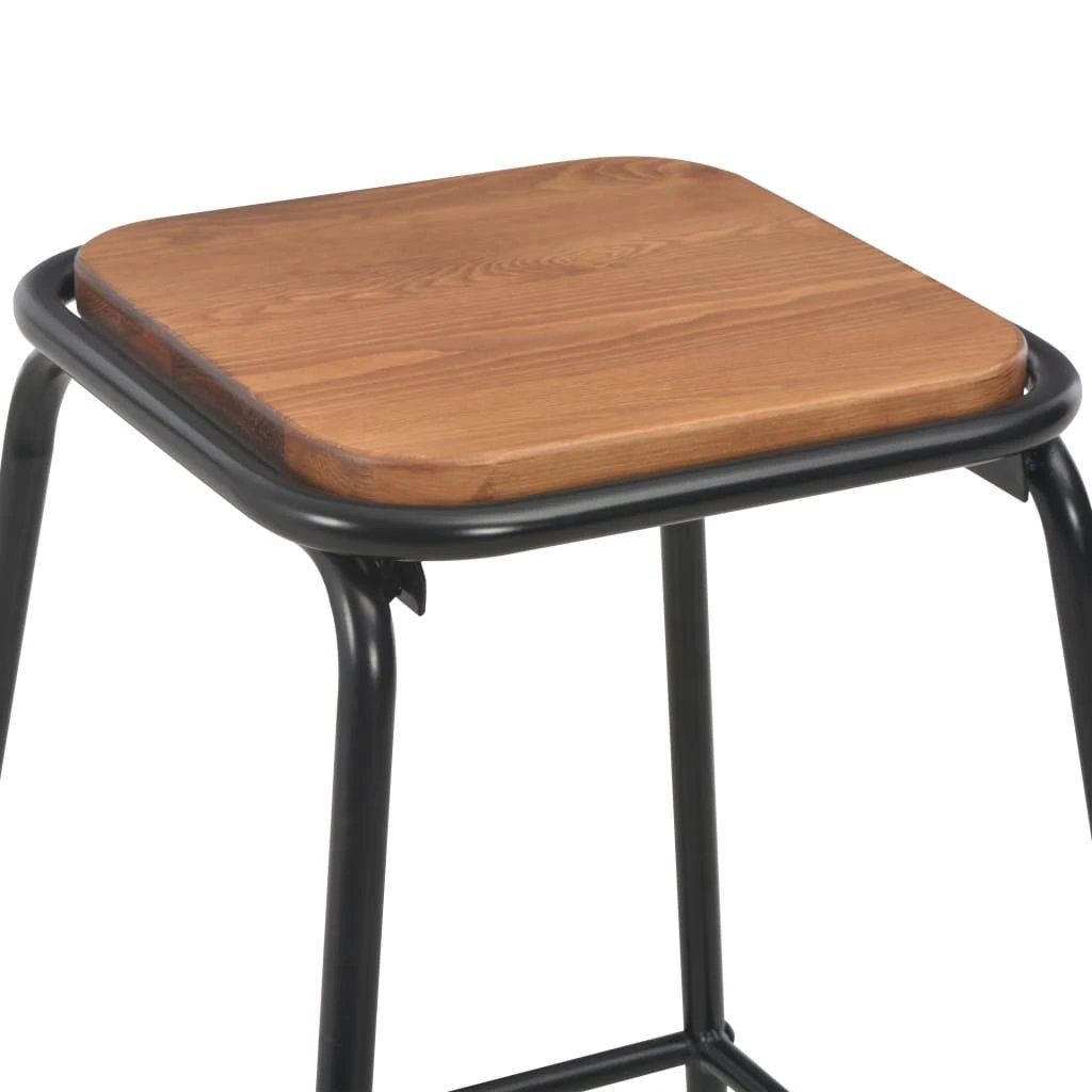 VidaXL Bar Stools 4 Pcs Black Pinewood Seats For Kitchen by vidaXL
