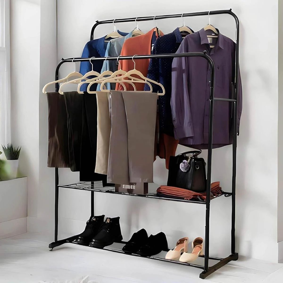 Direct Online Houseware Sturdy Double Clothes Rail H153 W110 D50 30kg Capacity Home - Wardrobe