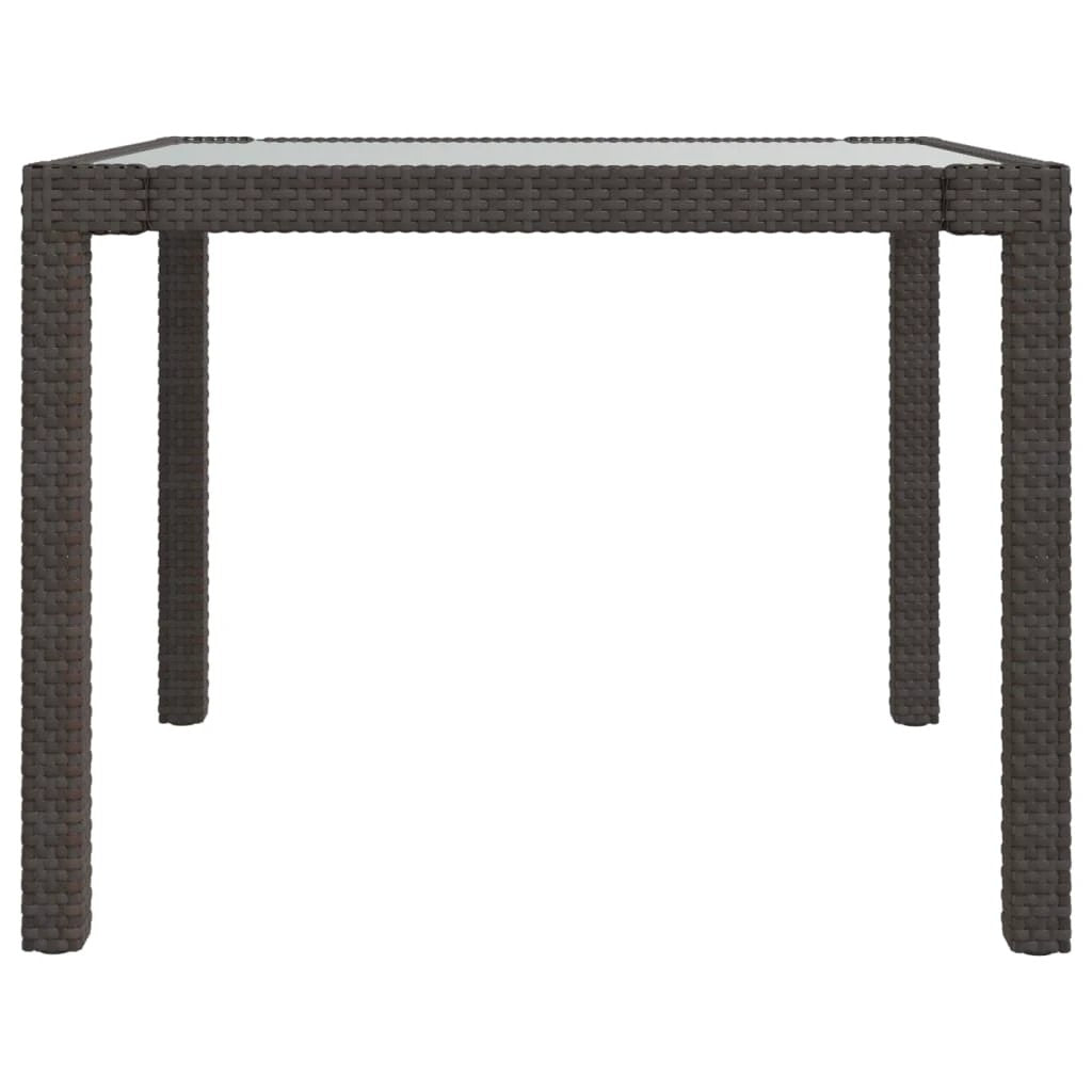 vidaXL Garden Table 90x90x75 cm Tempered Glass and Poly Rattan Brown by vidaXL