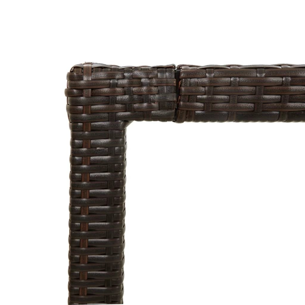 vidaXL Garden Table 90x90x75 cm Tempered Glass and Poly Rattan Brown by vidaXL