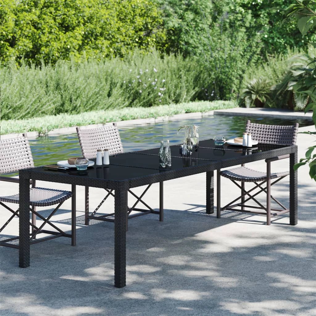 vidaXL vidaXL Garden Table White 250x100x75 cm Poly Rattan and Tempered Glass - Garden Table