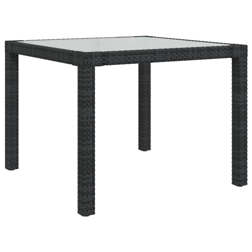 vidaXL Garden Table 90x90x75 cm Tempered Glass and Poly Rattan Brown by vidaXL