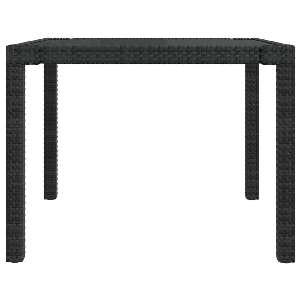vidaXL vidaXL Garden Table 90x90x75 cm Tempered Glass and Poly Rattan Brown - Garden Table