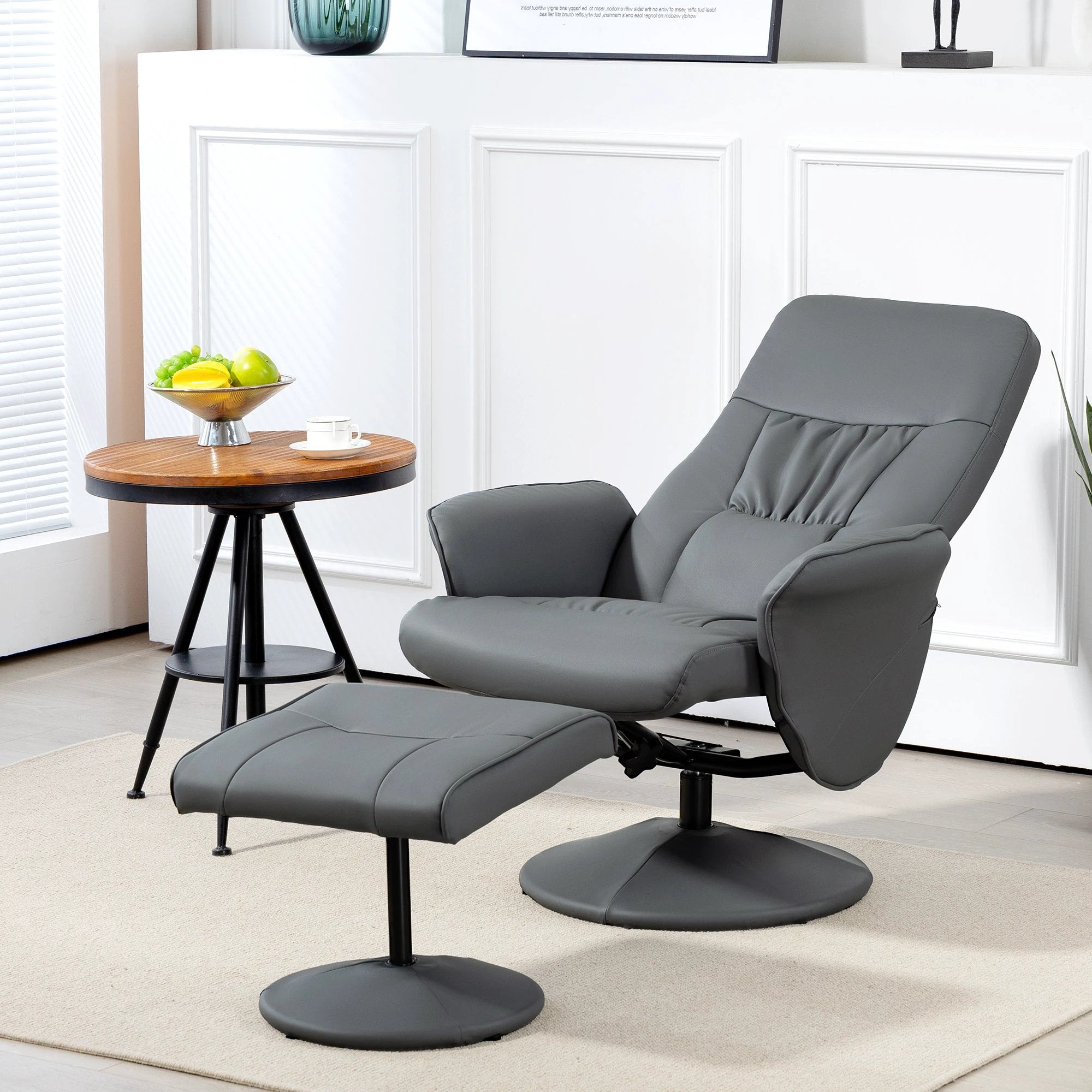 HOMCOM PU Leather Armchair and Footrest Swivel Recliner w/ Ottoman by HOMCOM