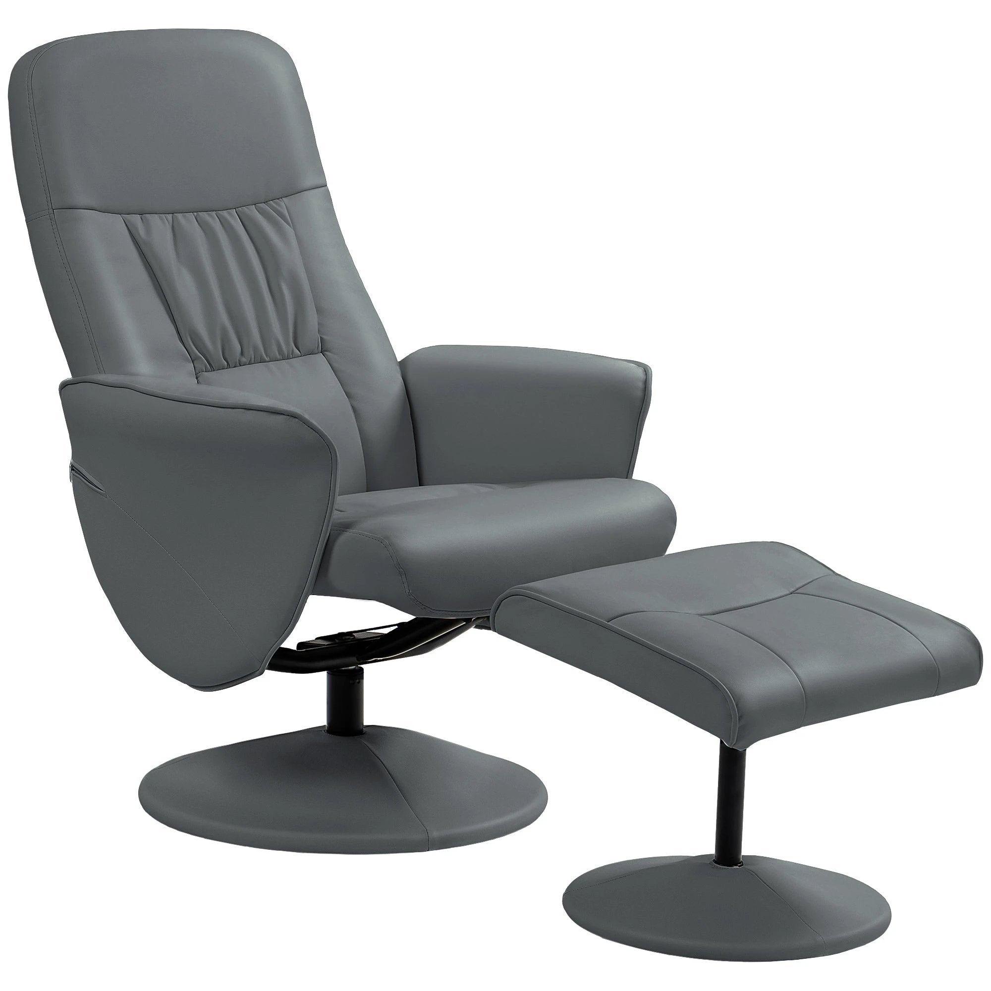 HOMCOM PU Leather Armchair and Footrest Swivel Recliner w/ Ottoman by HOMCOM
