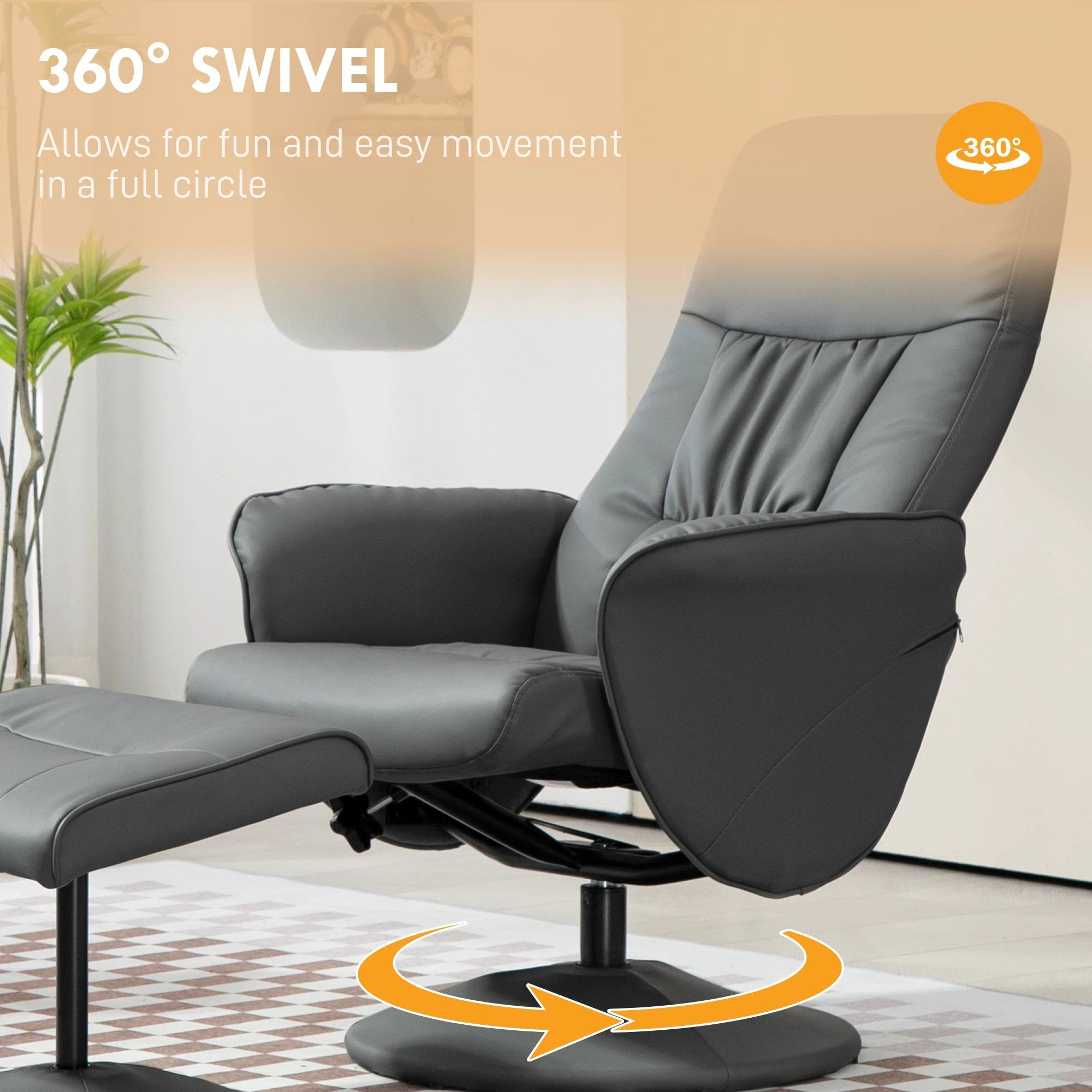 HOMCOM PU Leather Armchair and Footrest Swivel Recliner w/ Ottoman by HOMCOM