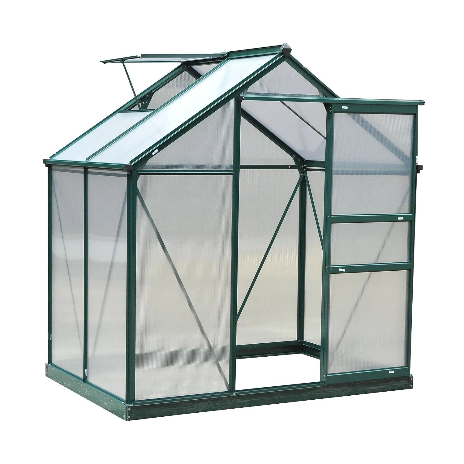 Outsunny Clear Large Walk-In Greenhouse Garden Plants Grow Galvanized Base, Slide Door - Greenhouse