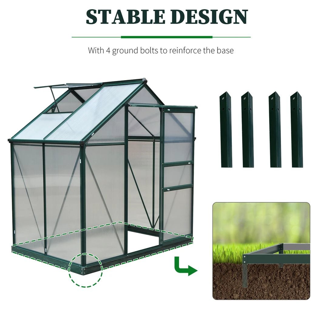 Clear Large Walk-In Greenhouse Garden Plants Grow Galvanized Base, Slide Door by Outsunny