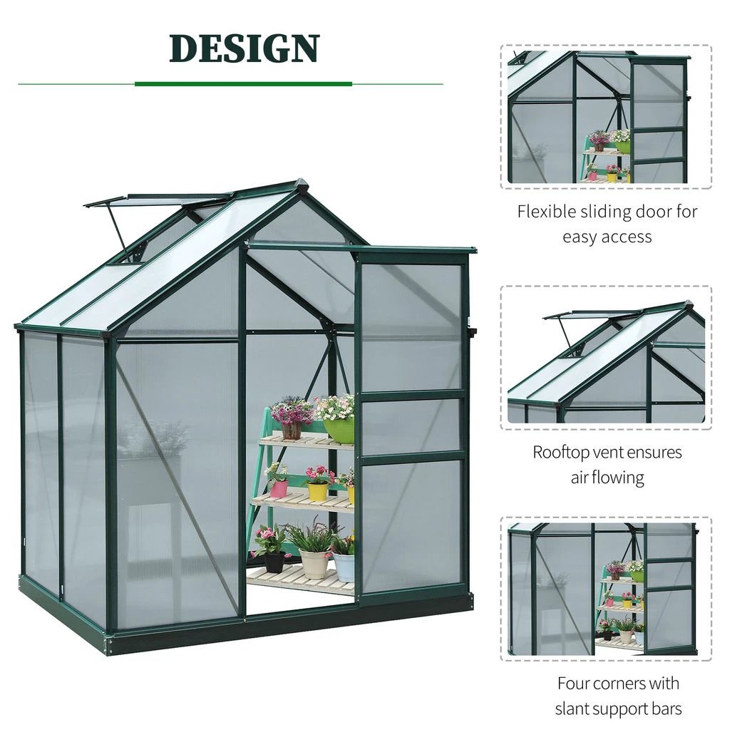 Outsunny Clear Large Walk-In Greenhouse Garden Plants Grow Galvanized Base, Slide Door - Greenhouse
