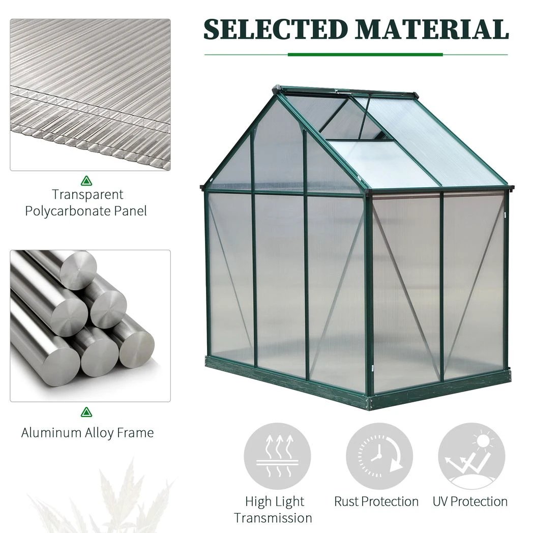 Outsunny Clear Large Walk-In Greenhouse Garden Plants Grow Galvanized Base, Slide Door - Greenhouse