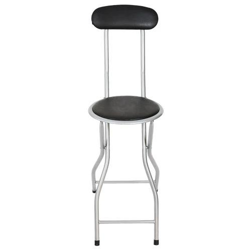 Portable Folding Breakfast Bar Stool with PVC Padded Seat for Camping and Outdoor Use - Bar Stool