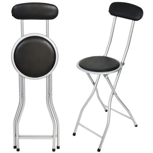 Portable Folding Breakfast Bar Stool with PVC Padded Seat for Camping and Outdoor Use