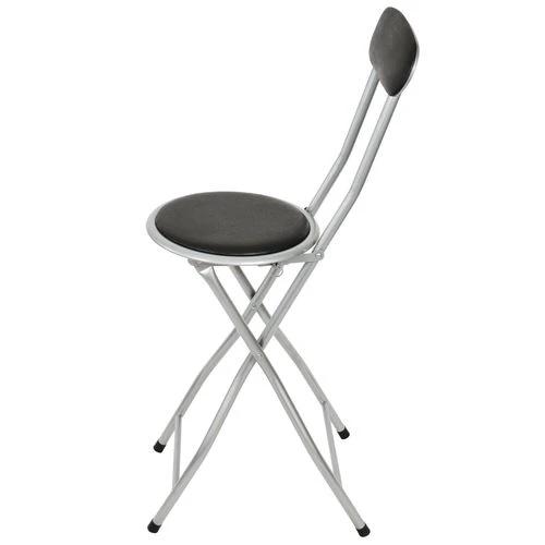 Portable Folding Breakfast Bar Stool with PVC Padded Seat for Camping and Outdoor Use