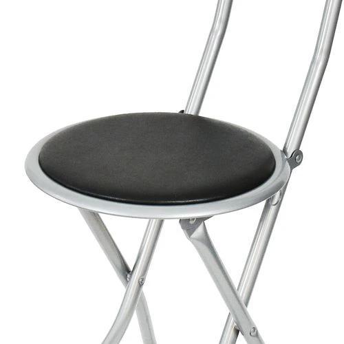 Portable Folding Breakfast Bar Stool with PVC Padded Seat for Camping and Outdoor Use