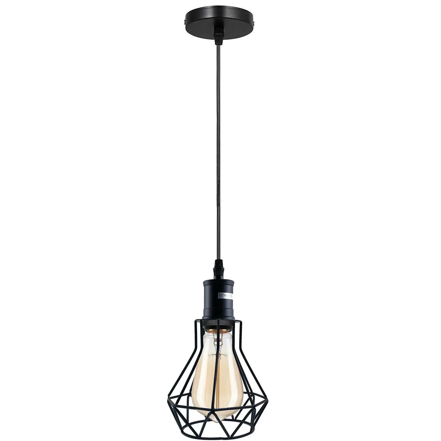 Un-branded Industrial E27 Black Light Ceiling Pendant Light Cage Hanging Lampshade Fitting Kit - Pendant Lights