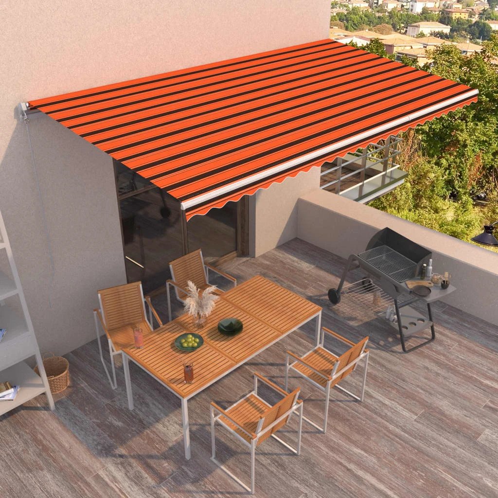 vidaXL VidaXL Manual Retractable Awning 400x350 Burgundy UV Resistant Patio Shade For Outdoors - Cover