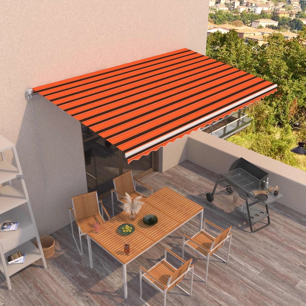 vidaXL VidaXL Manual Retractable Awning 400x350 Burgundy UV Resistant Patio Shade For Outdoors - Cover