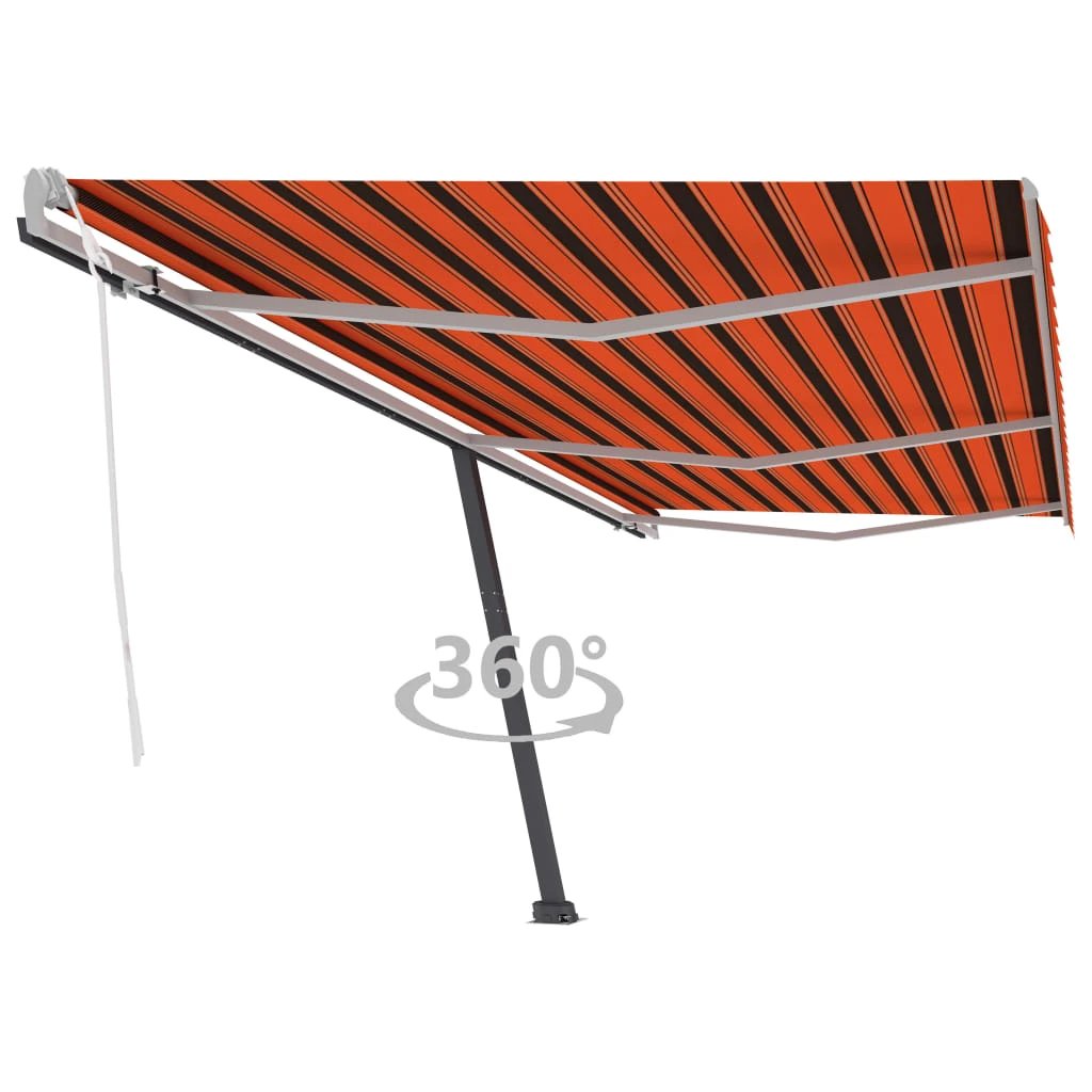 vidaXL VidaXL Freestanding Manual Retractable Awning 300x250 Cm Blue White UV Resistant Outdoor Patio - Cover