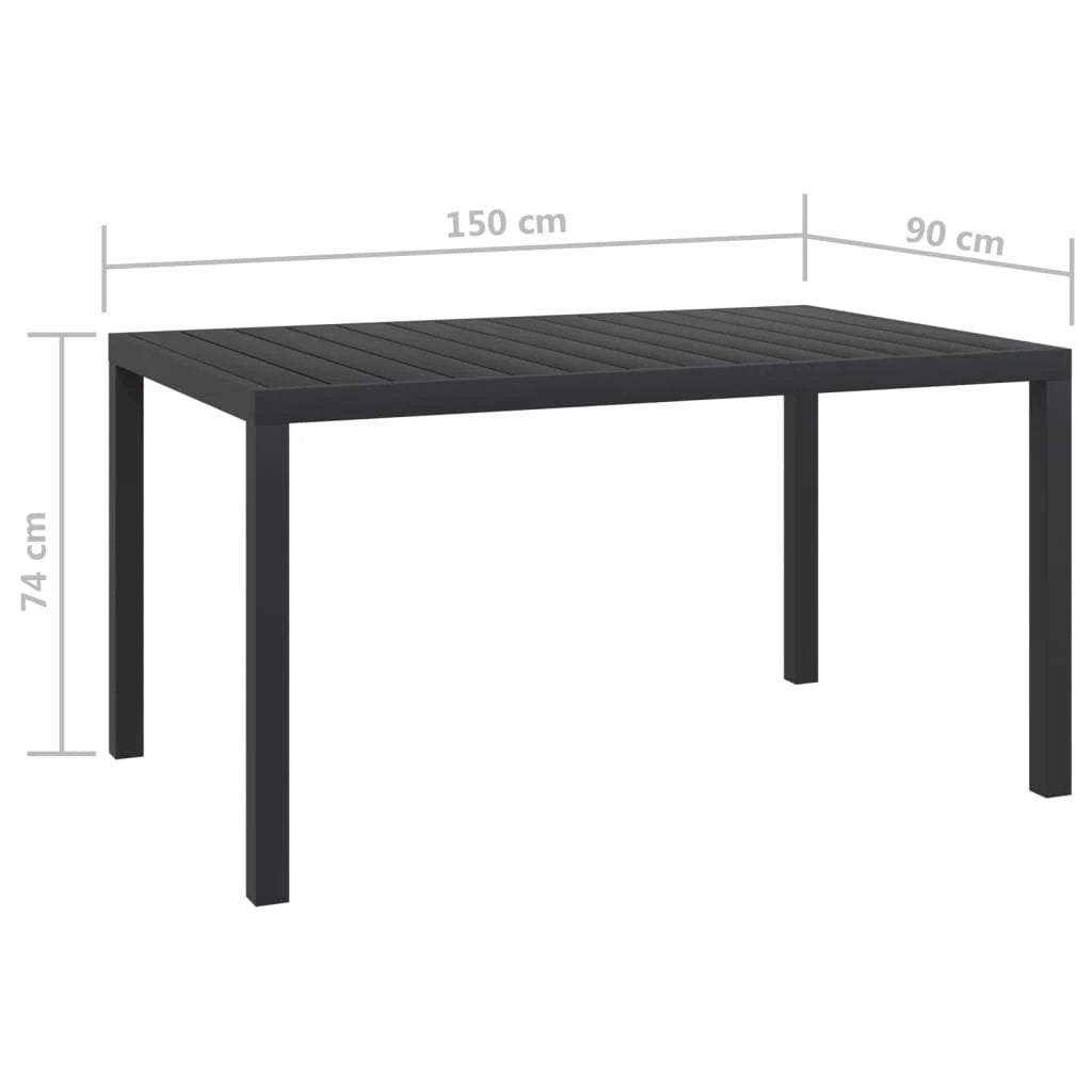 vidaXL Garden Table Black 80x80x74 cm Aluminium and WPC by vidaXL