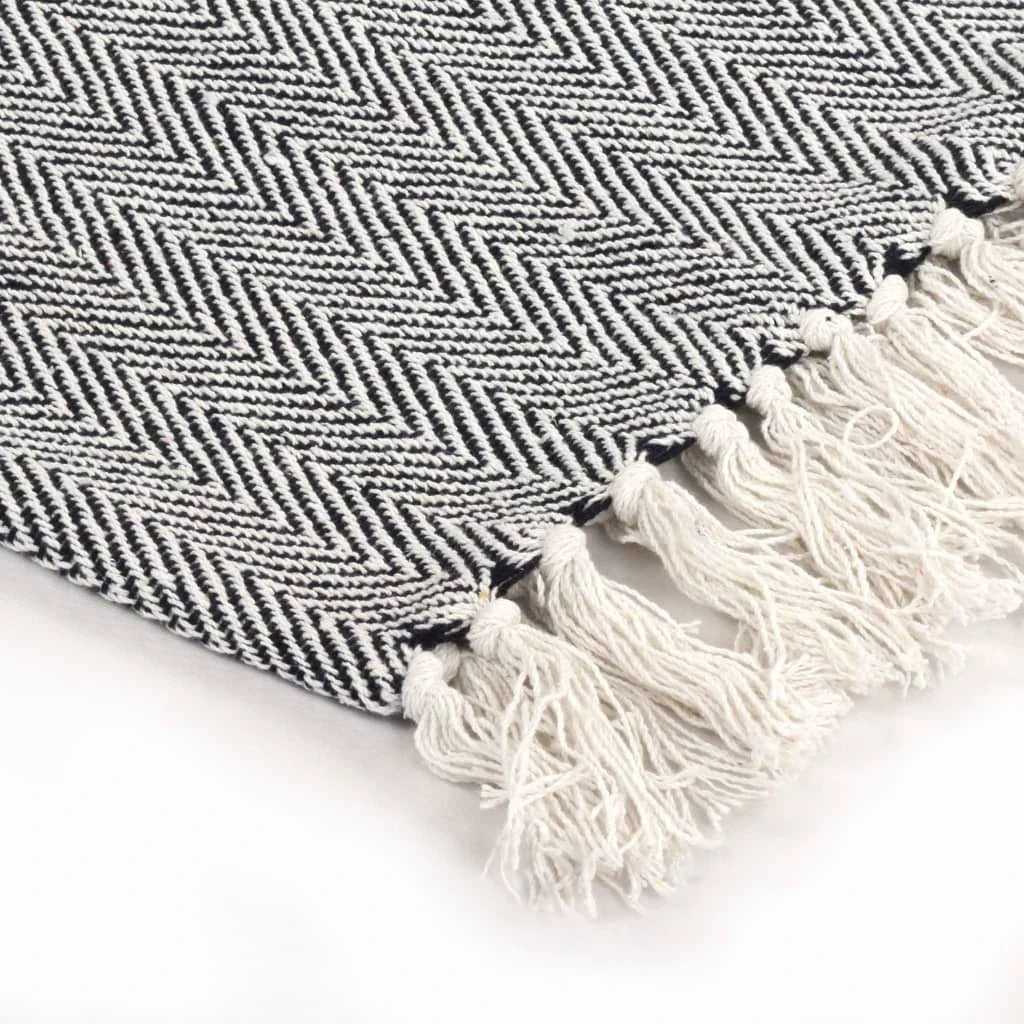 vidaXL vidaXL Cotton Throw Blanket 125x150 cm Grey with Tassels - Blankets Throws