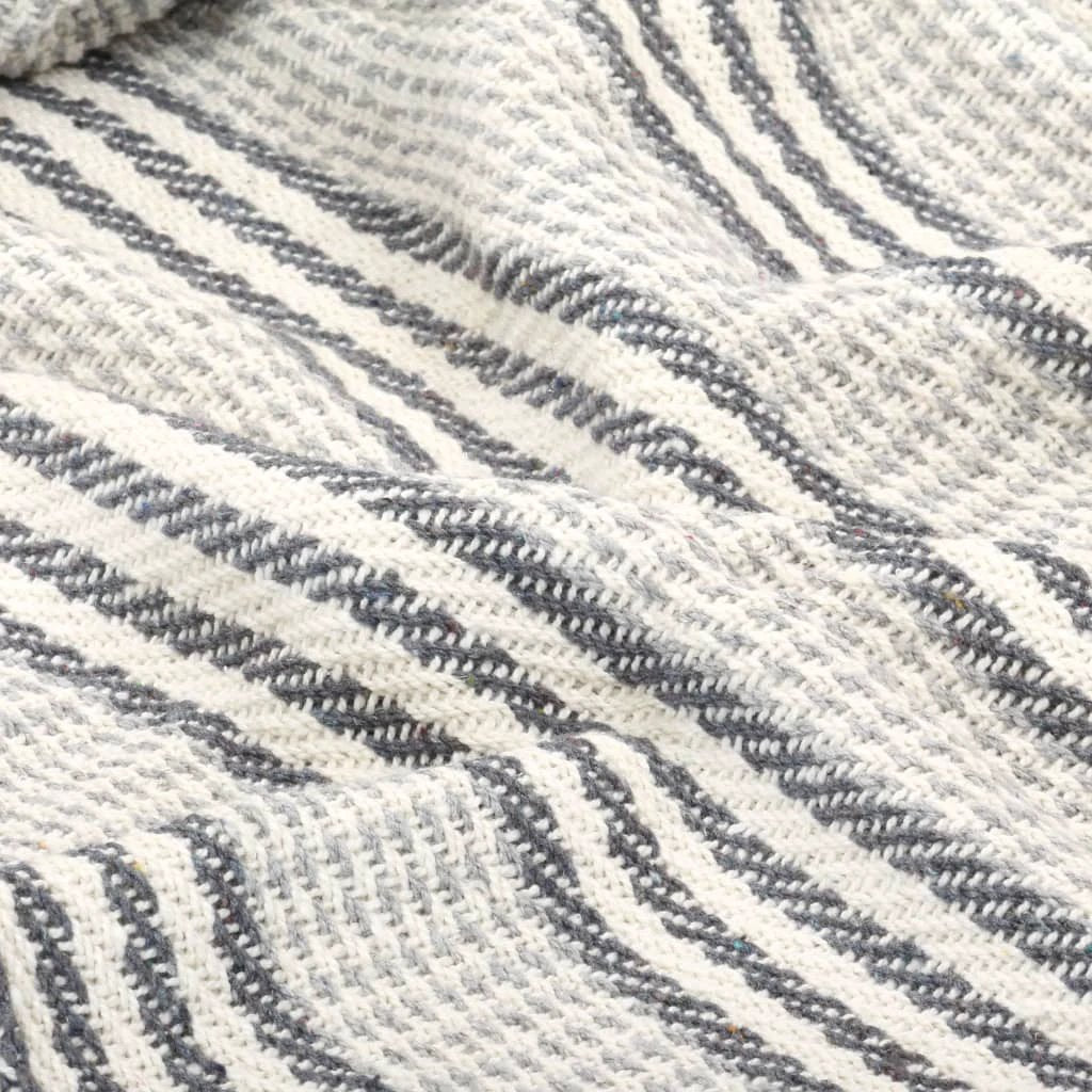 vidaXL vidaXL Cotton Throw Blanket 125x150 cm Grey with Tassels - Blankets Throws