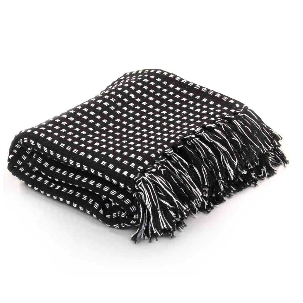 vidaXL Cotton Throw Blanket 125x150 cm Grey with Tassels by vidaXL