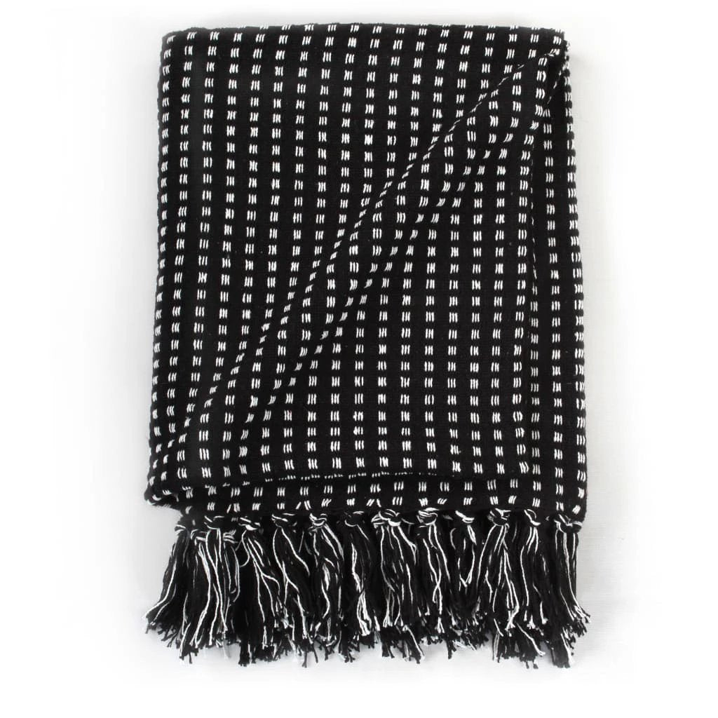vidaXL Cotton Throw Blanket 125x150 cm Grey with Tassels by vidaXL